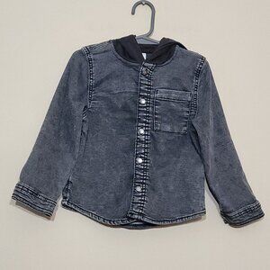 Wonder Nation Toddler Boy Soft Knit Denim Hoodie with Snaps Size 4T